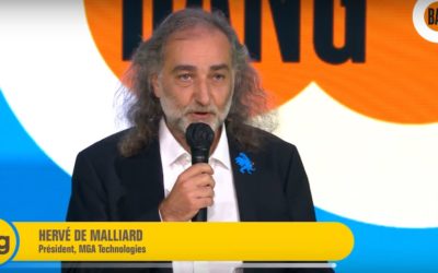 Hervé de Malliard, PDG de MGA Technologies, sur la scène du BIG 2020