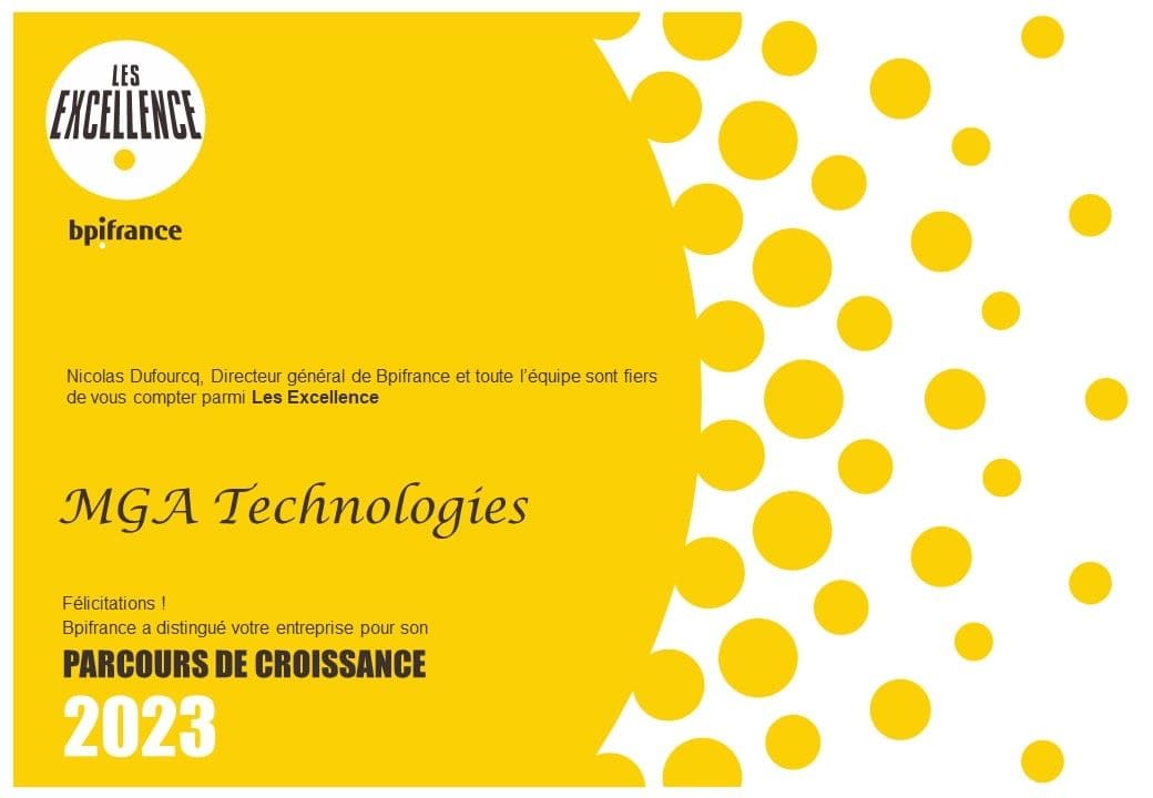 MGA Technologies distingué par son « Parcours de croissance 2023 » par BPI France