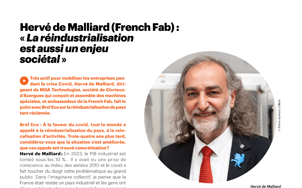 Hervé de Malliard (French Fab) : « La réindustrialisation est aussi un enjeu sociétal » – Brefeco – 20/03/2024 – N°2575